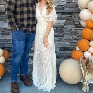 Ivory Maxi dress with bell sleeves